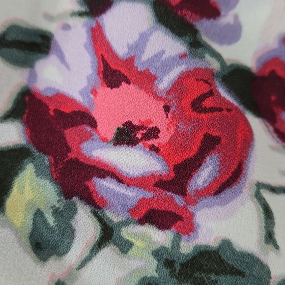 Maurices Plus XXL/20 White Floral Sheer Inset V Neck Tank Top Sleeveless Blouse - Picture 5 of 12